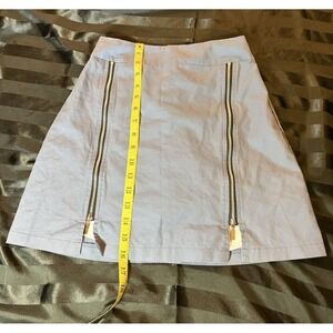 Juno Women's Blue Solid A-Line Short Skirt Size S Cotton Twill Zip Zipper